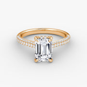 Emerald Cut - Royal Pave Ring - 14 K Gold